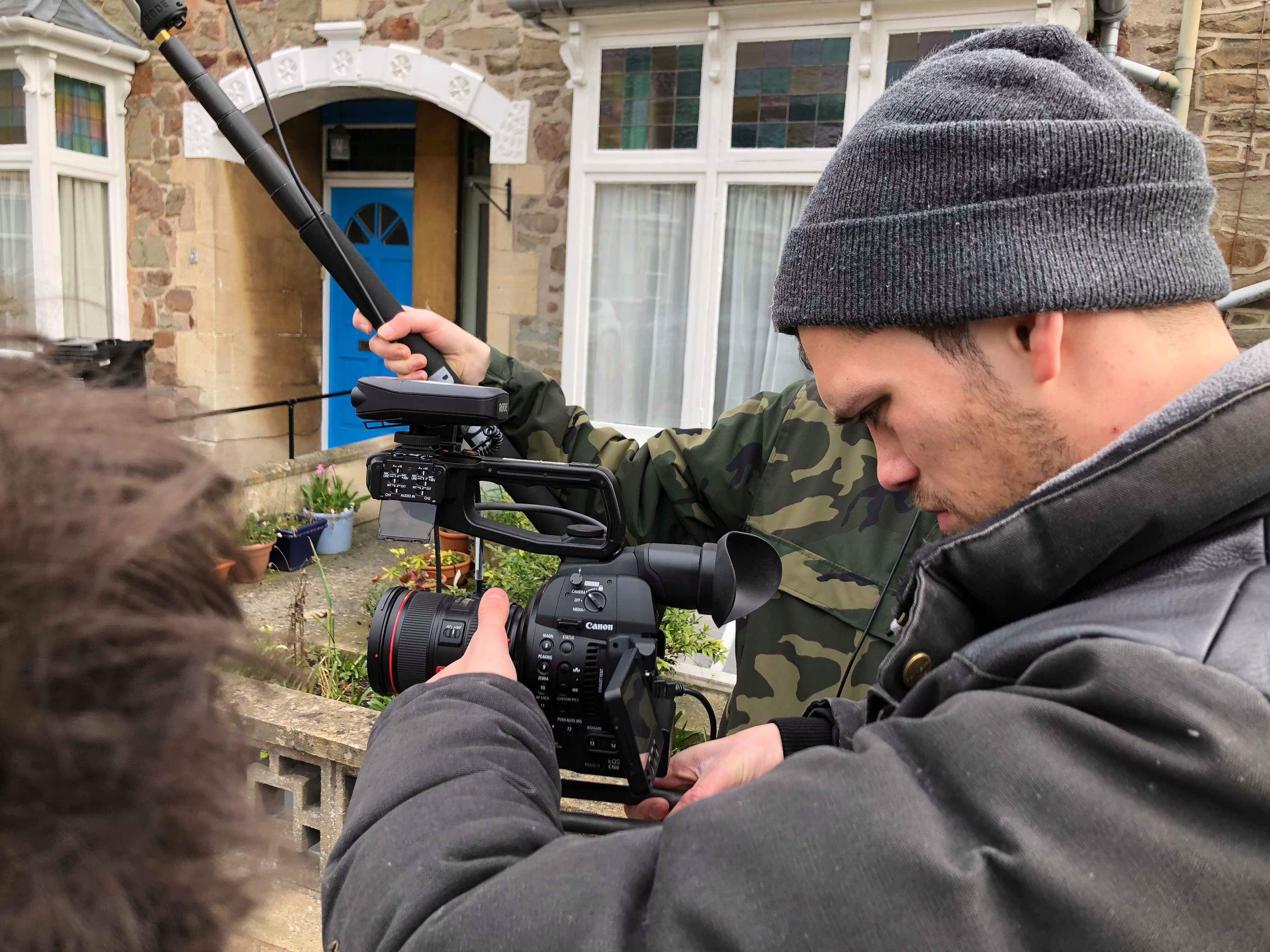 Students filming in Bath