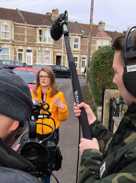 Students filming in Bath