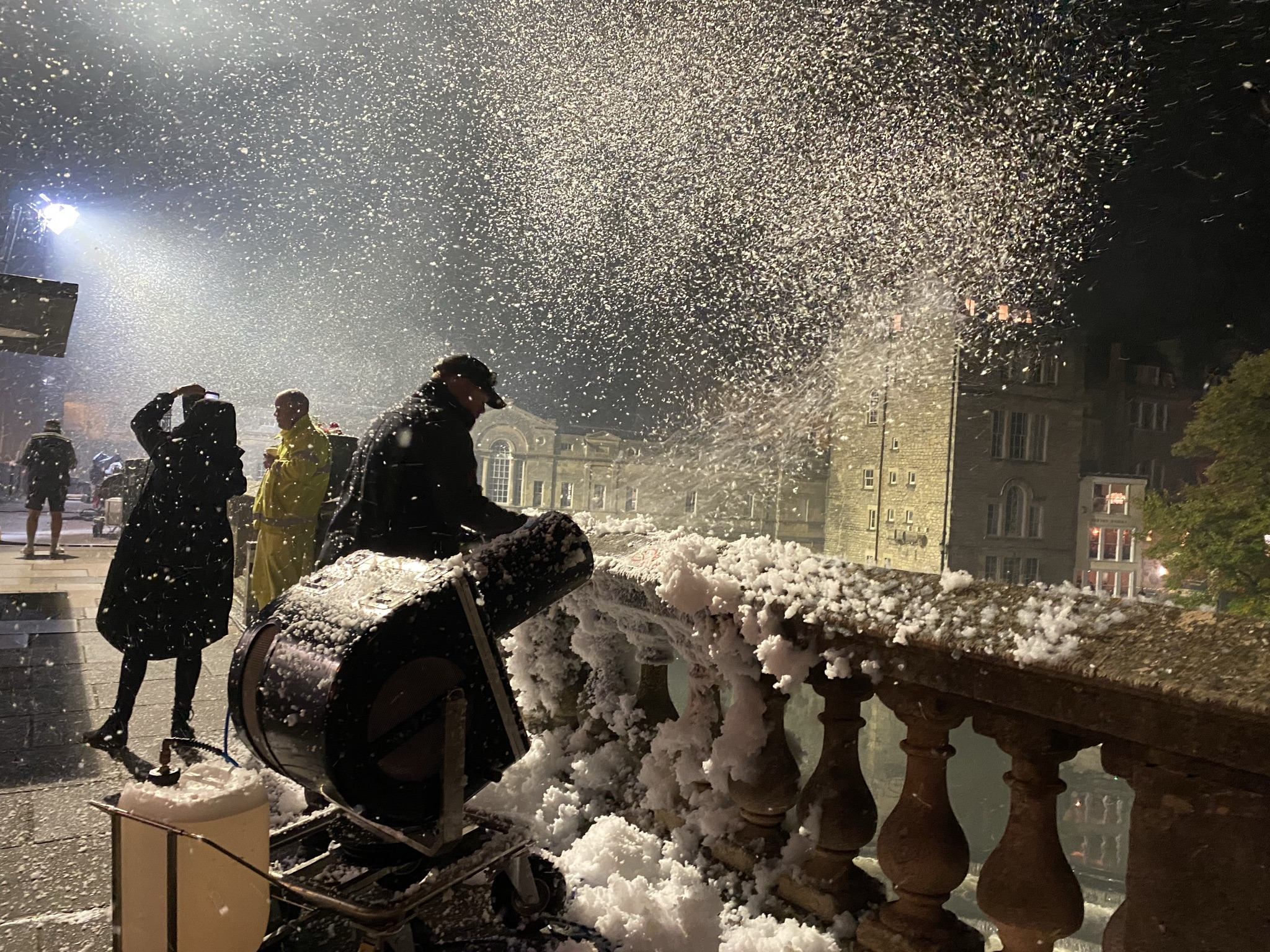 Snow machine on Grand Parade – Photo by Bath Film Office