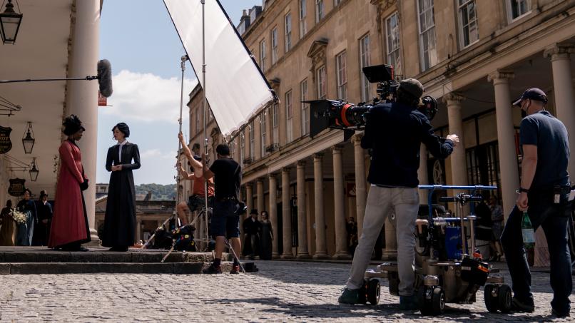 Persuasion Filming in Bath Street, © Netflix