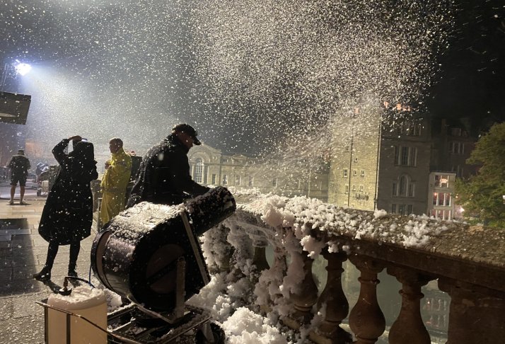 Snow machine on Grand Parade – Photo by Bath Film Office